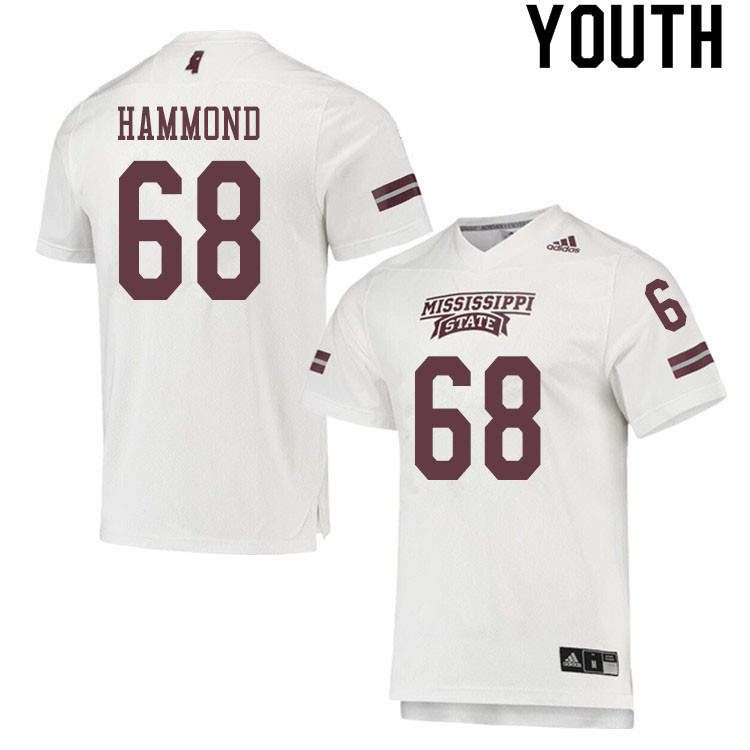 Youth #68 Hayes Hammond Mississippi State Bulldogs College Football Jerseys Sale-White